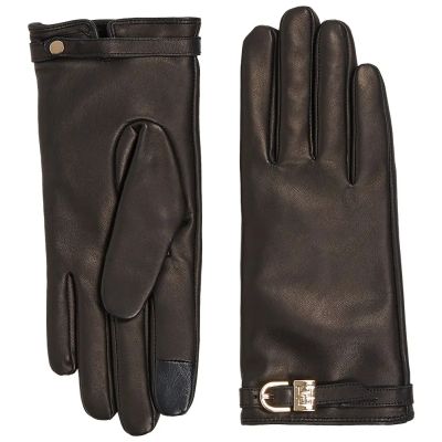 Γυναικεία Δερμάτινα Γάντια Tommy Hilfiger AW0AW15357 BDS Μαύρα